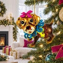 Retriever Puppy Glass Christmas Ornament