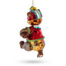 Bear Engaged in Football Blown Glass Christmas Ornament