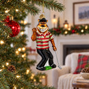 Sporty Tiger Engaged in Golf Glass Christmas Ornament