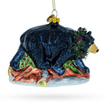 Majestic Black Bear Blown Glass Christmas Ornament