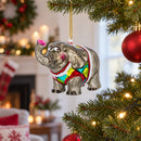 Circus Elephant Trumpeting Glass Christmas Ornament