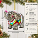 Circus Elephant Trumpeting Glass Christmas Ornament