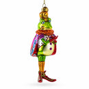 Frog King Donned in Robe Glass Christmas Ornament