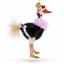 Ostrich Chic Glass Christmas Ornament