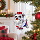 Dapper Schnauzer Sporting a Hat Glass Christmas Ornament