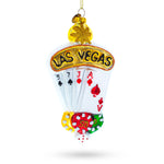 Las Vegas Casino with Playing Cards & Chips Blown Glass Christmas Ornament