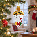 Las Vegas Casino with Playing Cards & Chips Glass Christmas Ornament