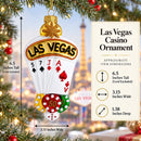 Las Vegas Casino with Playing Cards & Chips Glass Christmas Ornament