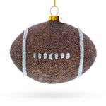 Sparkly Football Blown Glass Christmas Ornament