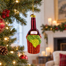 Red Wine Bottle Glass Christmas Ornament