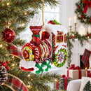 Candy Cane Train Glass Christmas Ornament