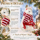 Arctic Fox with Scarf Glass Christmas Ornament