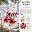 Arctic Fox with Scarf Glass Christmas Ornament