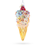 Sprinkled Ice Cream Cone Glass Christmas Ornament