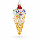 Sprinkled Ice Cream Cone Glass Christmas Ornament