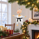 Martial Arts Karate Hippo Glass Christmas Ornament