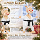 Martial Arts Karate Hippo Glass Christmas Ornament