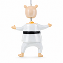 Martial Arts Karate Hippo Glass Christmas Ornament