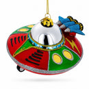 Mysterious UFO / Alien Saucer Glass Christmas Ornament
