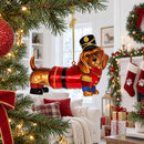 Dachshund Dog in Hat Glass Christmas Ornament