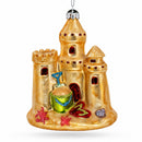 Beachy Sand Castle Glass Christmas Ornament