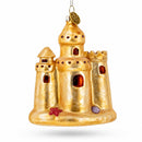 Beachy Sand Castle Glass Christmas Ornament