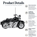 Black & White Motorcycle Glass Christmas Ornament