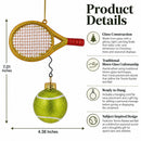 Tennis Racket and Ball Glass Christmas Ornament