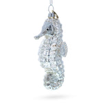 Silver Seahorse Glass Christmas Ornament