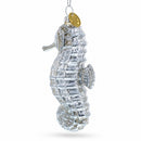 Silver Seahorse Glass Christmas Ornament