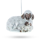Sheep Family Blown Glass Christmas Ornament