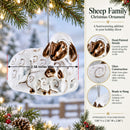 Sheep Family Glass Christmas Ornament