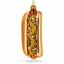 Hot Dog with Mustard Glass Christmas Ornament