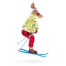 Festive Reindeer Skiing Blown Glass Christmas Ornament