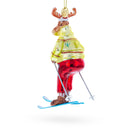 Festive Reindeer Skiing Blown Glass Christmas Ornament