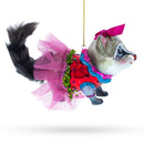 Raccoon in Dress Blown Glass Christmas Ornament
