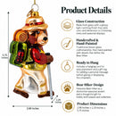 Bear Hiker Glass Christmas Ornament