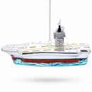 Aircraft Carrier Glass Christmas Ornament