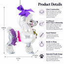 Bejeweled Poodle Glass Christmas Ornament