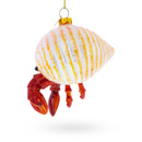 Tropical Orange Hermit Crab Blown Glass Christmas Ornament