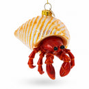 Tropical Orange Hermit Crab Glass Christmas Ornament