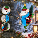 Mouse Carrying Lantern Glass Christmas Ornament