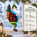 Mouse Carrying Lantern Glass Christmas Ornament