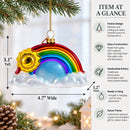 Rainbow and Smiling Sun Glass Christmas Ornament