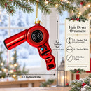 Hair Dryer Glass Christmas Ornament