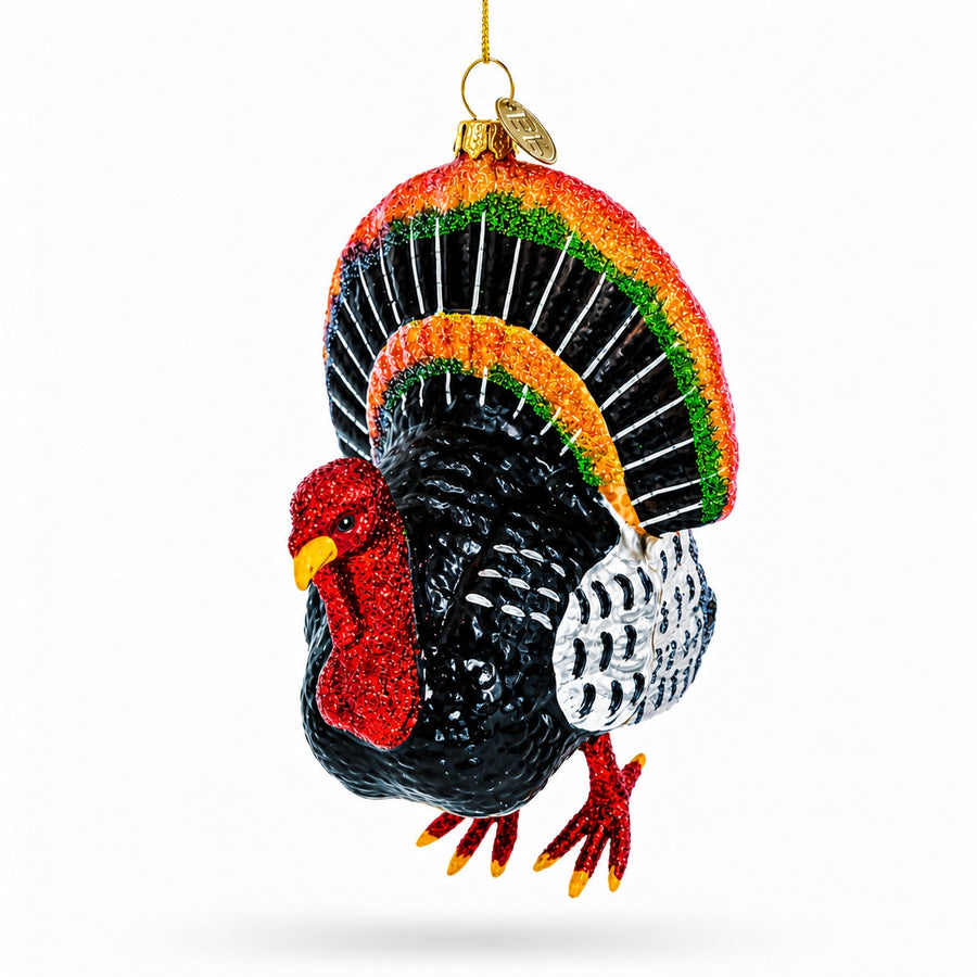 Gobbler Turkey for Thanksgiving and Holiday Decor Glass Christmas Ornament