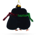 Penguin Couple in Love Blown Glass Christmas Ornament