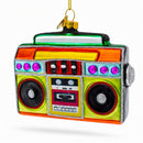 Vintage Cassette Player Boombox Glass Christmas Ornament