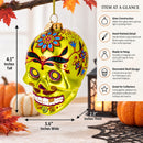 Decorated Skull Glass Christmas Ornament