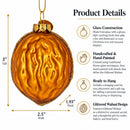 Glittered Walnut Glass Christmas Ornament